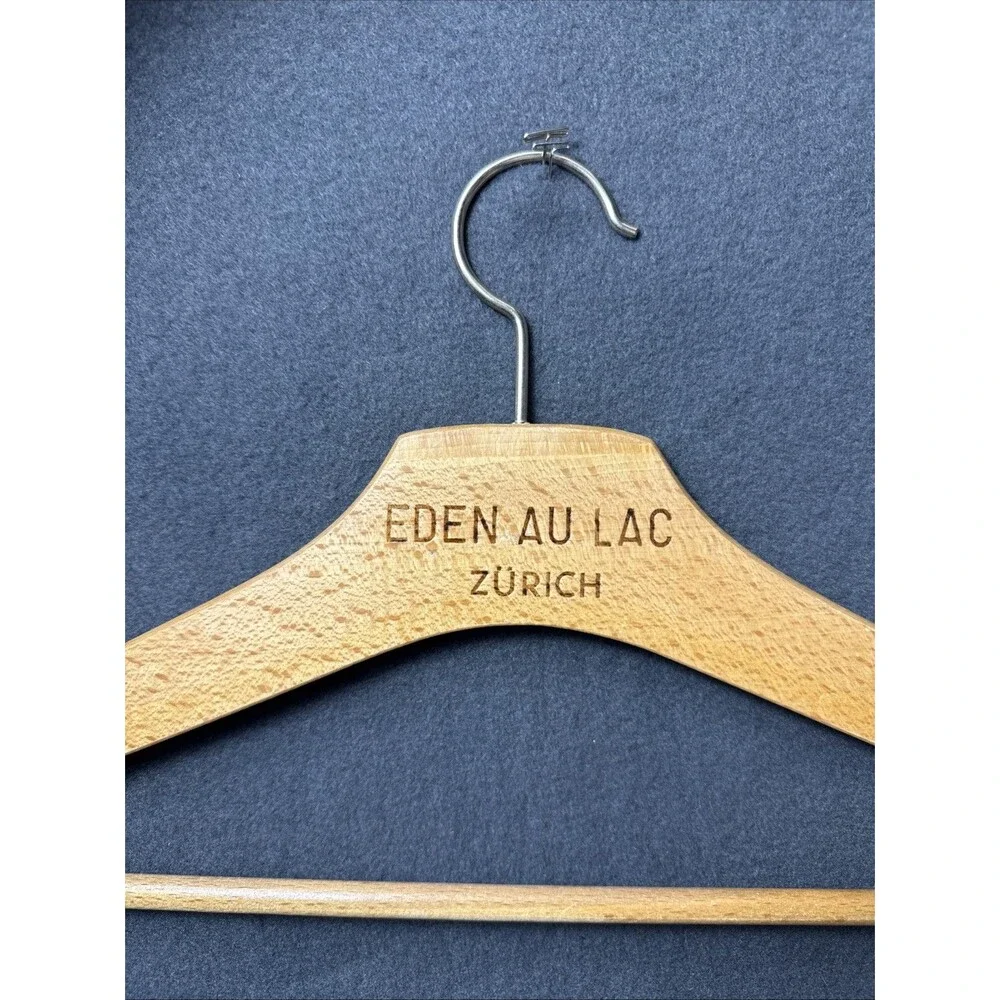 Vintage Wood Clothes Hanger Hotel Eden Au Lac Zurich Switzerland Wooden Coat